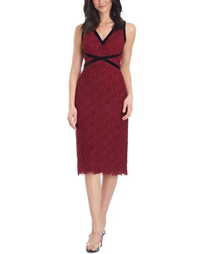 JS Collections Audrey Lace Sleeveless Sheath Dress - Red