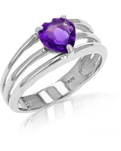 Vir Jewels 1 Cttw Purple Amethyst Heart Ring .925 Sterling With Rhodium Plating 7 Mm - Metallic
