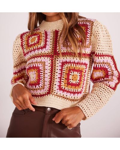MINKPINK Norah Crochet Sweater - Red