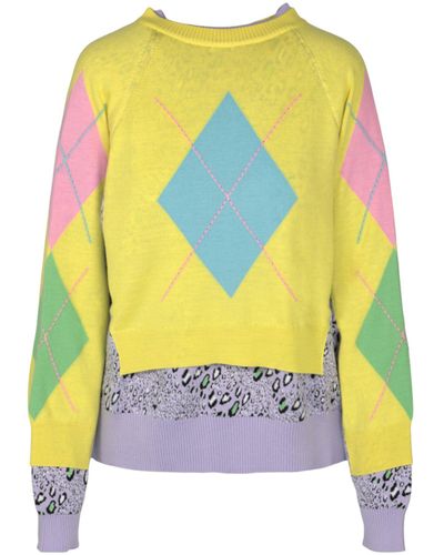 Versace Patterned Twofer Sweater - Yellow