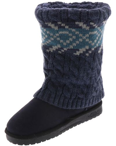 Muk Luks Cheryl Faux Suede Cold Weather Casual Boots - Blue