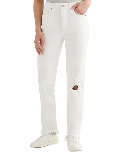 Lucky Brand Drew High Rise Distressed Mom Jeans - White