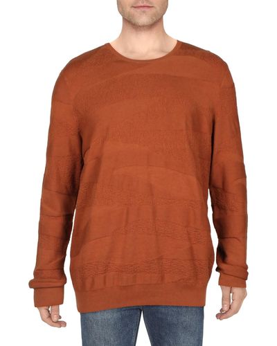 Alfani Textured Crewneck Pullover Sweater - Orange