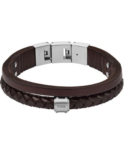 Fossil Multi-strands Brown Leather Multi-strand Bracelet