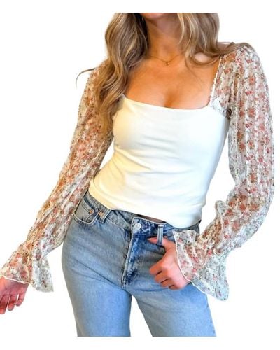 Free People Gimme Butterflies Long Sleeve Top - White