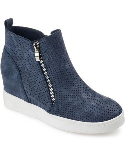 Journee Collection Collection Wide Width Pennelope Sneaker Wedge - Blue