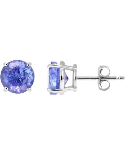 Vir Jewels 2 Cttw 6 Mm Tanzanite Stud Earrings 14k White Gold 4 Prong Round With Push Backs December Birthstone - Blue