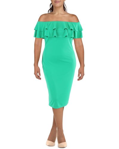 Lauren by Ralph Lauren Drapey Midi Cocktail And Party Dress - Green