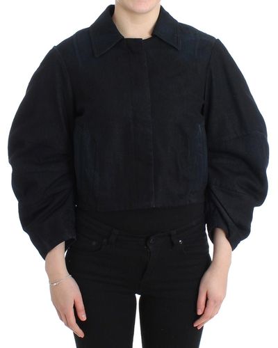 Gianfranco Ferré Blue Denim Jacket Coat Blazer Short 2 In 1 - Black