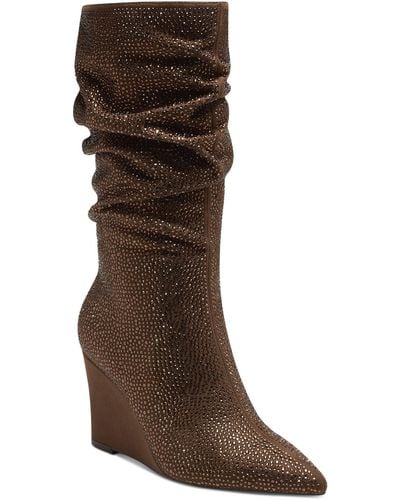 INC Florelle Slouch Rhinestone Mid-calf Boots - Brown