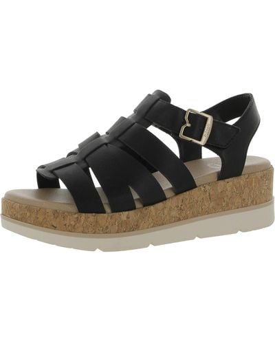 Dr. Scholls Only You Faux Leather Cork Wedge Sandals - Black