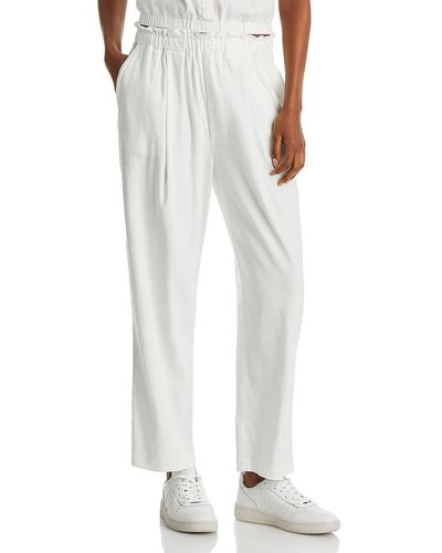 Monrow High Rise Cropped Paperbag Pants - White