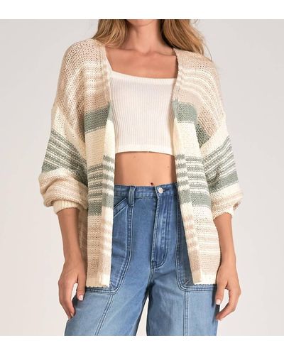 Elan Sage Stripe Sweater - White