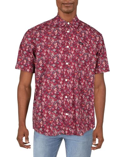 RVCA Woven Floral Button-down Shirt - Red