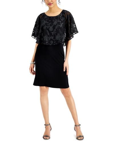 Connected Apparel Applique Midi Cocktail And Party Dress - Black