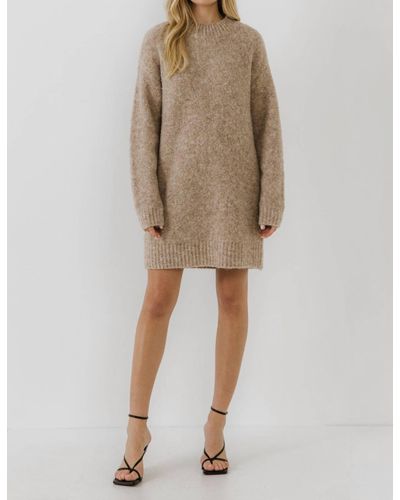 English Factory Long Sleeve Sweater Dress - Natural