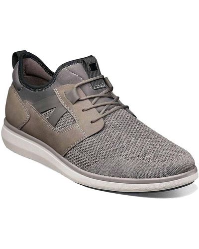Florsheim Venture Knit Plain Toe Lace Up Sneaker - Medium In Gray - Brown