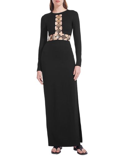 STAUD Cut-out Gold Cocktail And Party Dress - Black