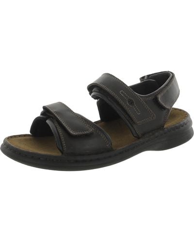Josef Seibel Leather Ankle Strappy Sandals - Black