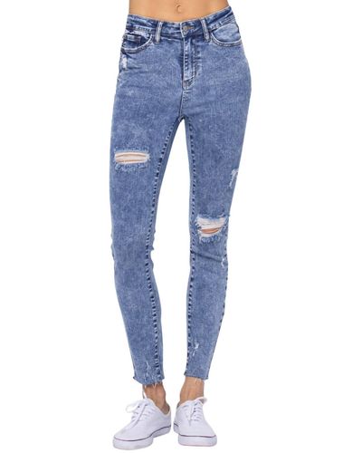 Judy Blue High Rise Destroyed Skinny Jean - Blue