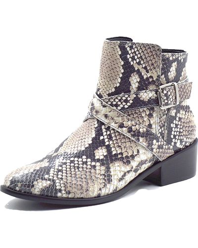 Kaanas Albarola Leather Almond Toe Ankle Boots - Gray