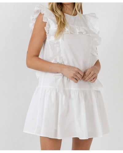 English Factory Tea Party Ruffled Mini Dress - White