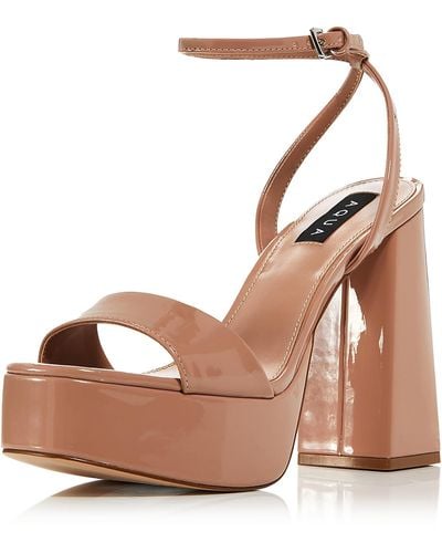 Aqua Cher Patent Dressy Platform Sandals - Brown