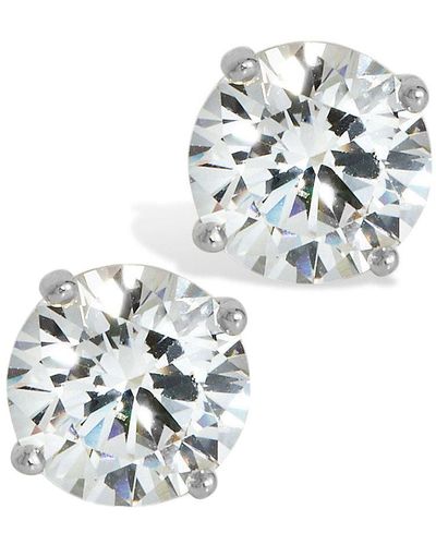 Savvy Cie Jewels 14kt / Ss 7mm Swarovski Crystal Stud Earrings - White