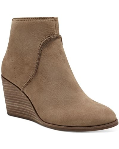 Lucky Brand Zanta Nubuck Wedge Ankle Boots - Brown