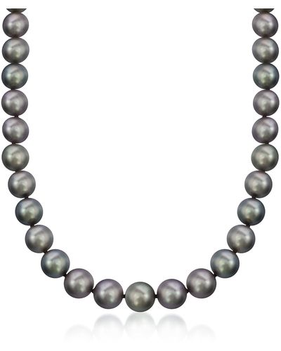Ross-Simons 8-10mm Black Cultured Tahitian Pearl Necklace - Metallic