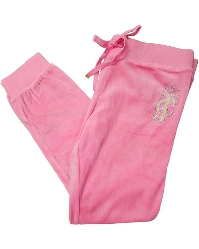 Juicy Couture Brooch Velour Slim Track Pants - Pink