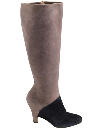 Ferragamo Two Tone Knee High Boots - Brown