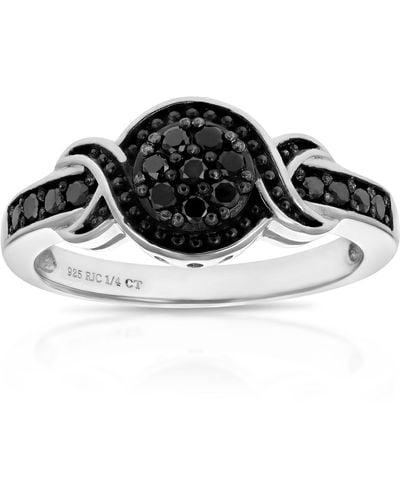 Vir Jewels 1/3 Cttw Black Diamond Ring .925 Sterling Engagement Bridal Round - Metallic