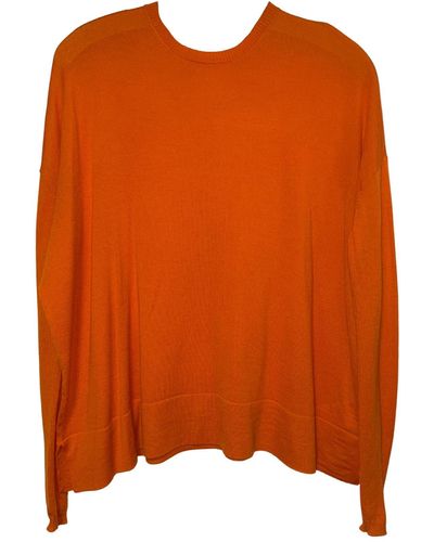 Psophia Cotton Oversized Crewneck Sweater - Orange