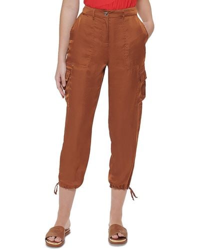DKNY Textured Utility Cargo Pants - Brown