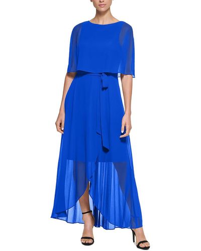 Jessica Howard Petites Belted Popover Evening Dress - Blue