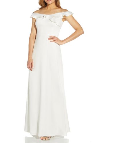 Adrianna Papell Crepe Wedding Evening Dress - White
