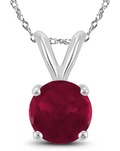 Monary 14k Gold 5mm Round Ruby Pendant - Red