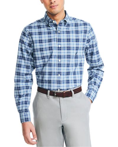 Nautica Plaid Cotton Button-down Shirt - Blue