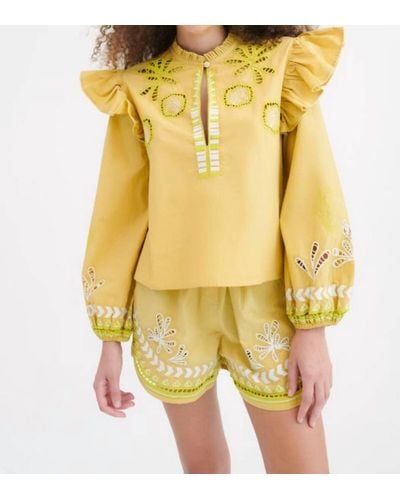 Chufy Henry Embroidered Shorts - Yellow