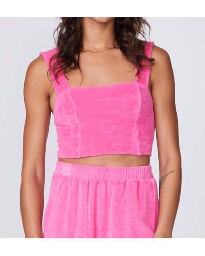 Monrow Terry Cloth Cropped Tank - Pink