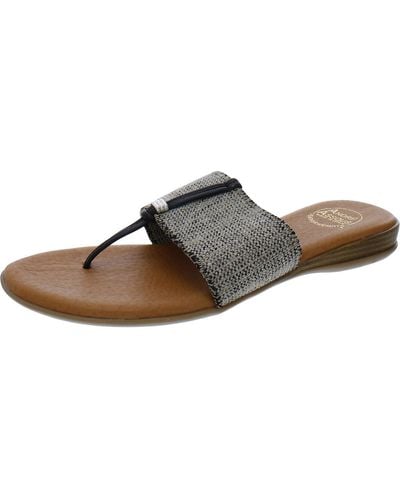 Andre Assous Nice Slide Wedge Thong Sandals - Brown