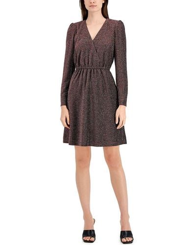INC Metallic Long Sleeves Cocktail And Party Dress - Black