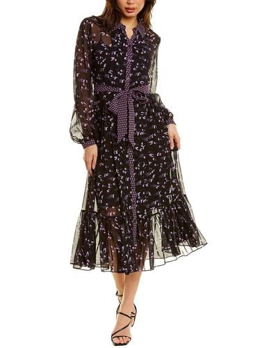 Temperley London Ethel Print Silk Maxi Dress - Purple