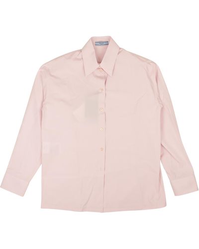 Prada Pink Cotton Button Down Classic Blouse