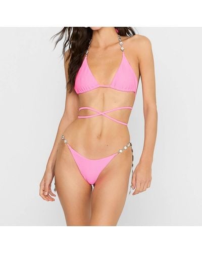 Beach Bunny Rose Triangle Bikini Top In Pink/bloom