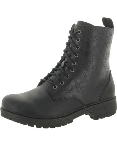 Alegria Ari Leather Embossed Combat & Lace-up Boots - Black