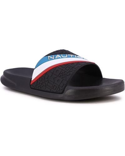 Nautica Logo Slide Sandal - Blue