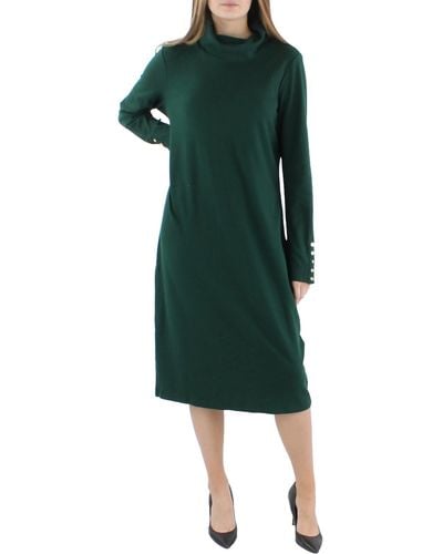 Lauren by Ralph Lauren Knit Turtleneck Sweaterdress - Green