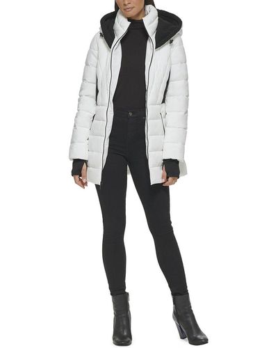 Kenneth Cole Belted Stretch Puffer Coat - White